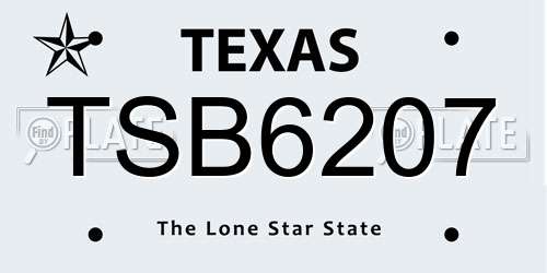 TSB6207 Texas License Plate