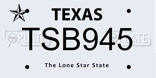 TSB945 Texas License Plate