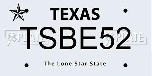 TSBE52 Texas License Plate