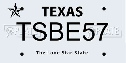 TSBE57 Texas License Plate