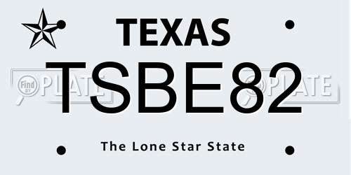 TSBE82 Texas License Plate