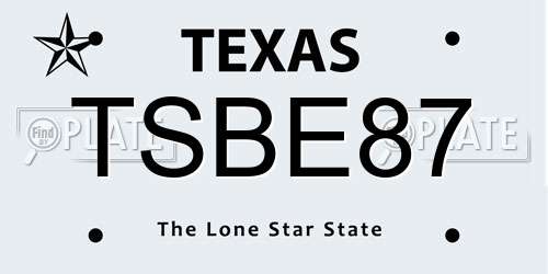 TSBE87 Texas License Plate