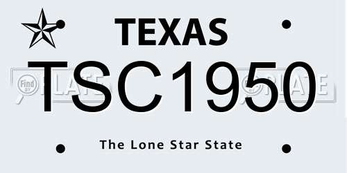 TSC1950 Texas License Plate