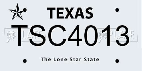 TSC4013 Texas License Plate