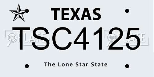TSC4125 Texas License Plate