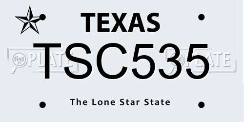TSC535 Texas License Plate