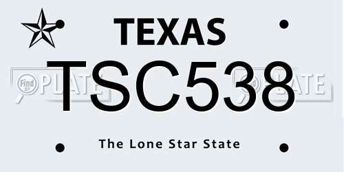 TSC538 Texas License Plate