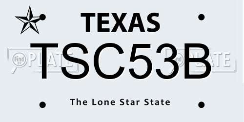 TSC53B Texas License Plate