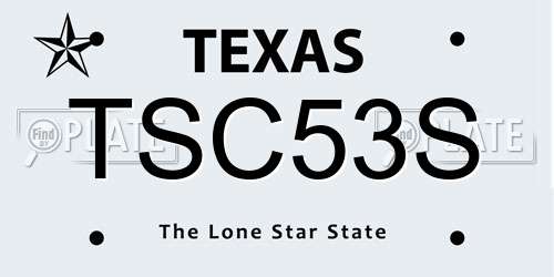 TSC53S Texas License Plate