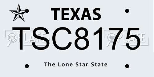 TSC8175 Texas License Plate