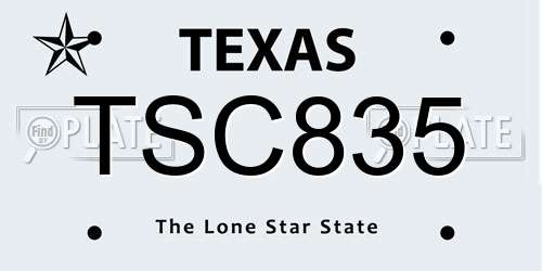 TSC835 Texas License Plate