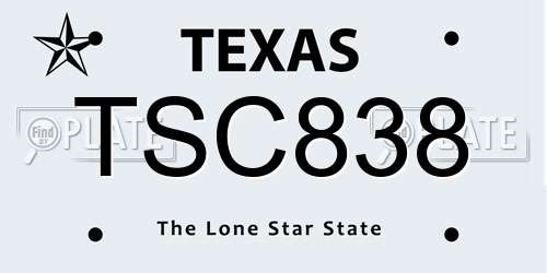 TSC838 Texas License Plate