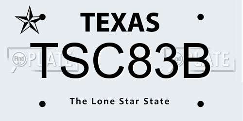 TSC83B Texas License Plate