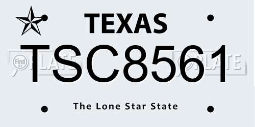 TSC8561 Texas License Plate