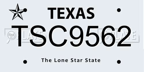 TSC9562 Texas License Plate
