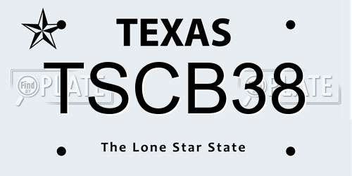 TSCB38 Texas License Plate