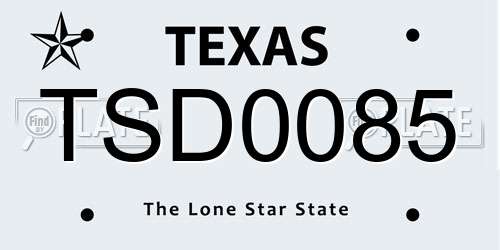 TSD0085 Texas License Plate