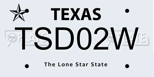 TSD02W Texas License Plate