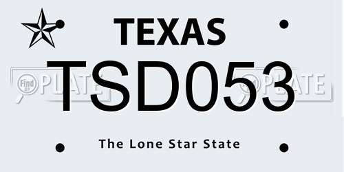 TSD053 Texas License Plate
