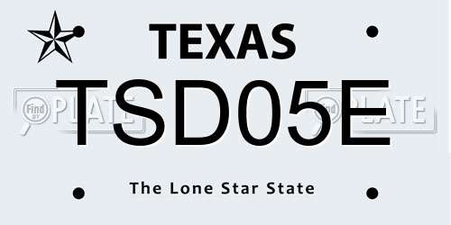 TSD05E Texas License Plate