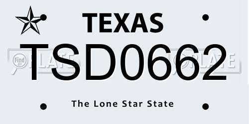 TSD0662 Texas License Plate