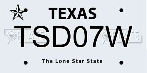 TSD07W Texas License Plate