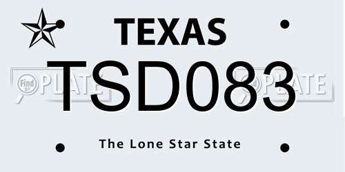TSD083 Texas License Plate