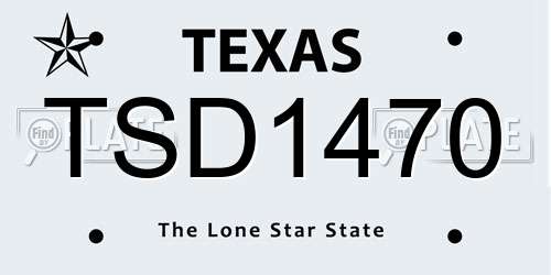 TSD1470 Texas License Plate