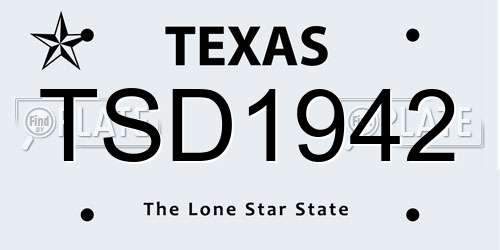 TSD1942 Texas License Plate
