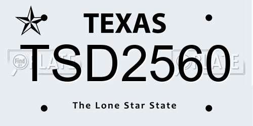 TSD2560 Texas License Plate