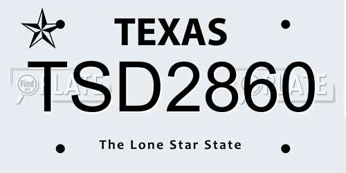 TSD2860 Texas License Plate
