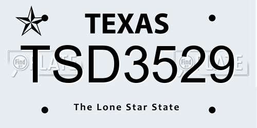 TSD3529 Texas License Plate