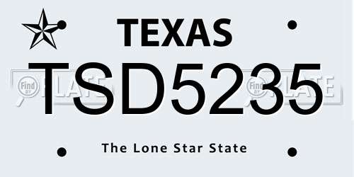 TSD5235 Texas License Plate