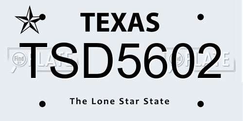 TSD5602 Texas License Plate