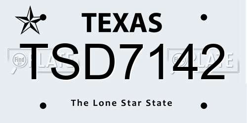 TSD7142 Texas License Plate