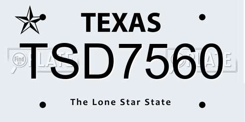 TSD7560 Texas License Plate