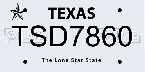 TSD7860 Texas License Plate