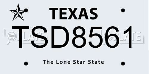 TSD8561 Texas License Plate