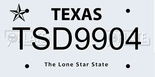 TSD9904 Texas License Plate