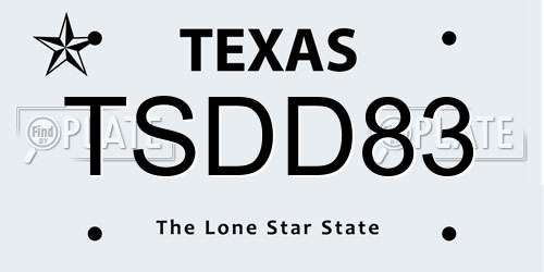 TSDD83 Texas License Plate