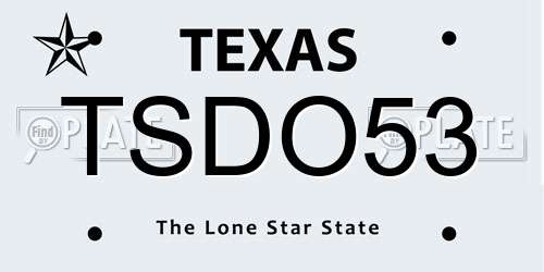 TSDO53 Texas License Plate