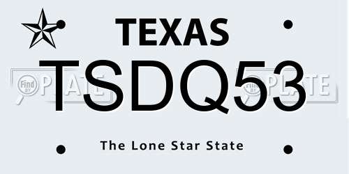 TSDQ53 Texas License Plate