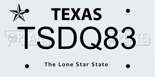 TSDQ83 Texas License Plate