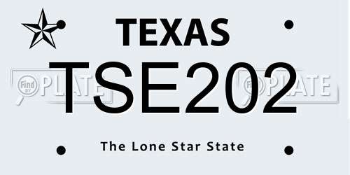 TSE202 Texas License Plate