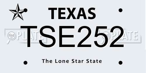 TSE252 Texas License Plate