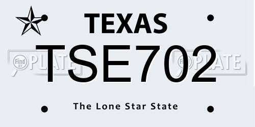 TSE702 Texas License Plate