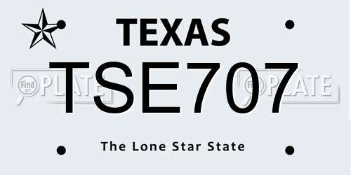 TSE707 Texas License Plate