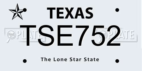 TSE752 Texas License Plate