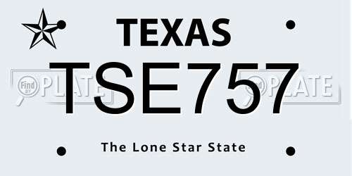 TSE757 Texas License Plate