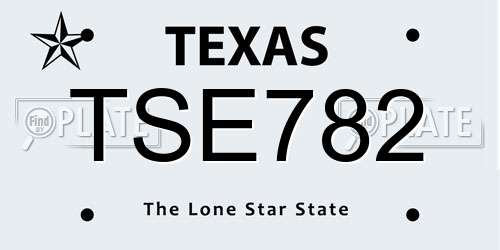 TSE782 Texas License Plate
